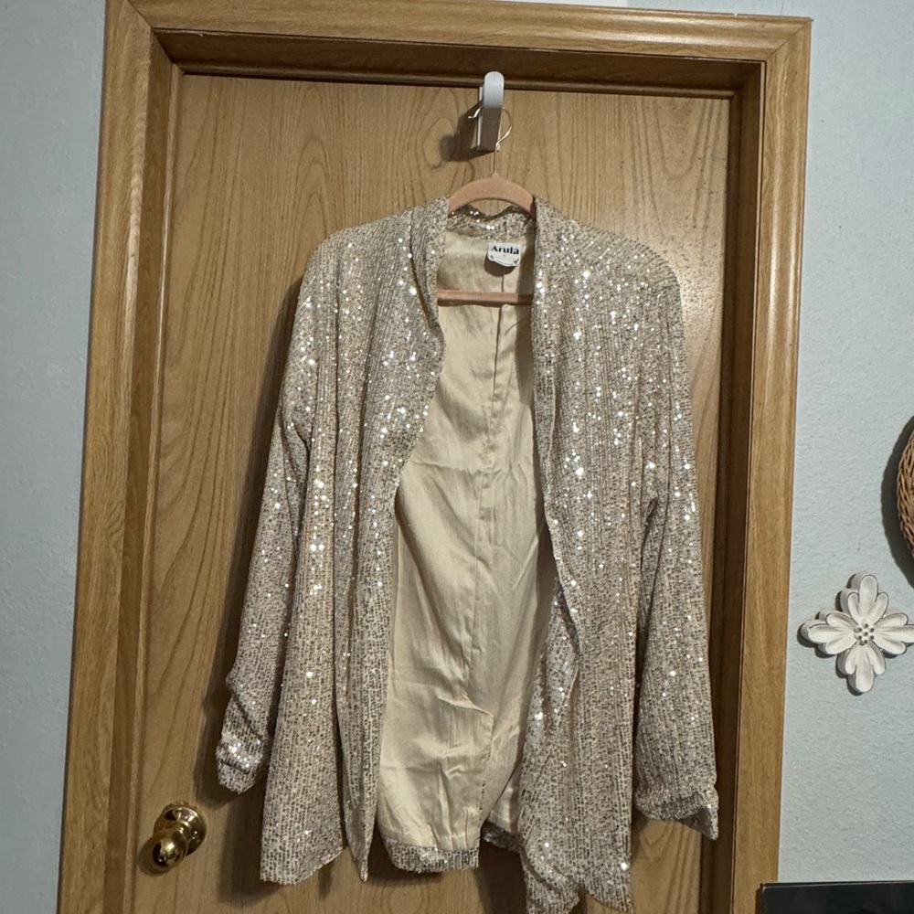 Sequin Beige Cardigan by Avenue